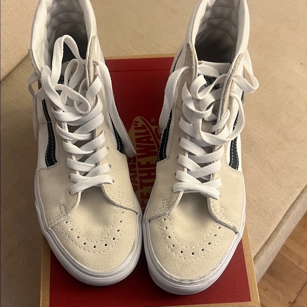 Men's Vans White High-Top Suede Skate Shoes